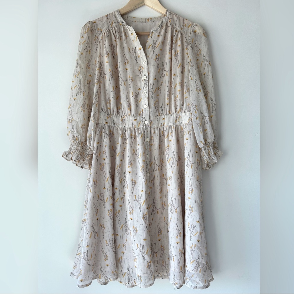Vintage floral print long sleeve dress